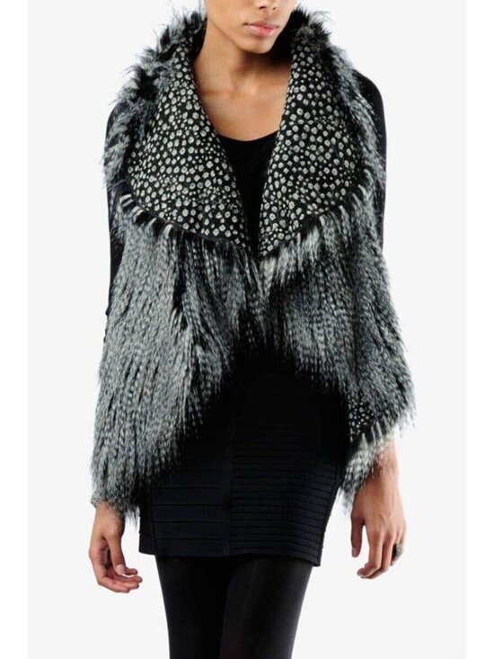 Alice + Olivia Jackets & Blazers - Alice + Olivia Chris Faux Fur Shawl Collar Vest jacket Grey L Large